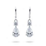 Kolczyki Wiszące Stal Szlachetna Kropla Cyrkonia Srebrna