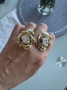 Kolczyki róże z cyrkonią złote Premium 