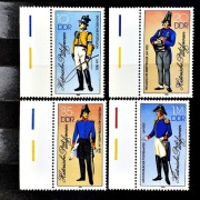 DDR Mi.Nr.2997-3000** 1986r. Historyczne mundury pocztowe