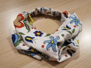 Materiałowa opaska na gumce przekładana folk Farwa haft kaszubski 