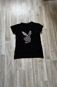 Vintage Playboy T-shirt czarny z logiem z kryształków