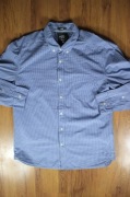 Koszula H&M r. L męska nieb-biała dł rękaw w kratkę bawełniana