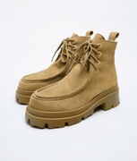 ZARA nowe ocieplane buty zamszowe botki traktory trapery beżowe 37