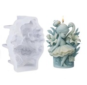 DZIEWCZYNKA ŁABĘDŹ LILIE forma silikonowa 10.1*7.1*4.3 do Świec Odlewów 