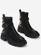 Botki militarne z łańcuszkami 36 czarne wolkery 