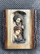 Płaskorzeźba,rzeźba drewniana, "Święta Rodzina"