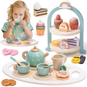 Zastawa stołowa dla dzieci Drewniana zabawka, dla maluchów Prezent 