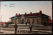Łuck Bahnhof Dworzec kolejowy 1915 stempel Poczty Polowej CK Austrii