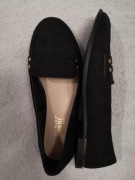 Czarne zamszowe eleganckie buty mokasyny Primark Wide Fit 37 jak nowe