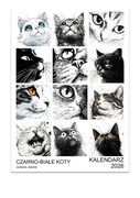 Kalendarz 2026 CZARNO-BIAŁE KOTY 15x21 cm