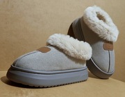 Kapcie r.40 (25-25,5cm) na platformie szare z cholewką pluszowe futerkowe