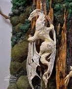 Mech chrobotek smoki rzeźbione fantastyka żywica epoksydowa duży obraz 