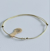 Bransoletka ZŁOTA diamentowana kulka 585 sznurkowa na szczęście na prezent