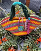 Koszyk pleciony/oplatany sznurek włóczki melanż/