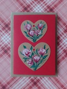 Kartka ręcznie malowana z sercami- walentynka
