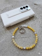 Biżuteryjna smycz do telefonu Agat matowy, Cytryn i Jadeit, Mattè Prism