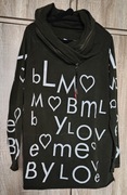By Love Me Oliwkowa ciemna bluza długa napisy L/XL