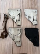 Cztery kabury i kpl. troków skóra LWP WSW MILICJA PRL moro deszczyk 