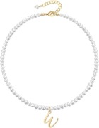 TINGN Naszyjnik z perłami i literą D, pozłacany 14K, regulowany choker