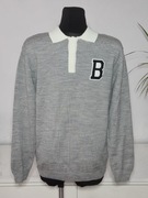 Swetr meski z kołnierzykiem szary M 100% Akryl