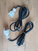 kabel przewód zasilający PC monitor drukarka, czarny, prosta biała wtyczka