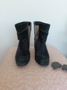 Botki Nessi, skóra nubuk, czarne, 36