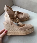Espadryle na koturnie Zara 38 sandały czółenka juta