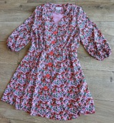 Savida rozpinana sukienka z podszewką rękaw 3/4 różowa w kwiaty 12/ 40