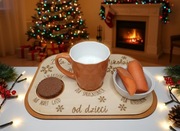 Drewniany talerzyk, ozdobna taca dla Świętego Mikołaja pod choinkę