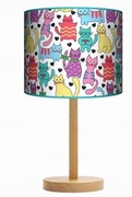 Lampa stołowa - nocna drewniana buk duża - Kotki