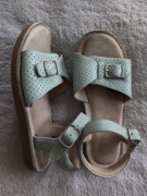 Zielone miętowe skórzane eleganckie buty sandały Next Premium 31
