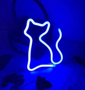 Neonowa Niebieska Lampa w kształcie kota LED Dekoracja