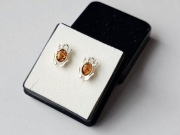 Srebrne kolczyki żabki z bursztynami pr 925