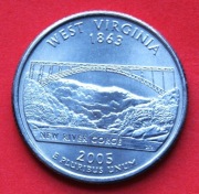 25 Centów 2005  P  r -     USA  West Virginia     stan !!
