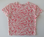 bluzka Sinsay krótki rękaw rozmiar L asymetryczny wzór różowy dz