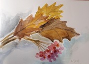 Jesienne liście, akwarela, A4, nowy, Skoczyk 