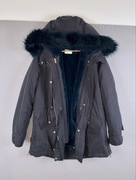 mango parka granatowa zimowa futerko odpinane kaptur xl ciepła casual