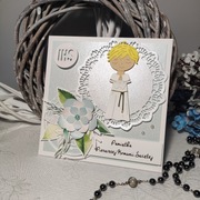 PAMIĄTKA KOMUNIJNA CHŁOPIEC + PUDEŁKO Kartka okolicznościowa