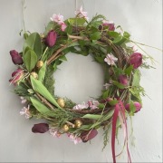 Wianek wiosenny wielkanocny świąteczny na drzwi 43 cm