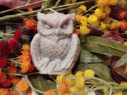 Piękna ręcznie robiona świeca sojowa w kształcie sowy 