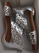 Przepiękne srebrne ażurowe sandałki! Nowe!!!