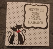 Kartka walentynkowa ręcznie robiona koty kotki