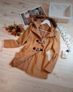 L/M Karmelowy Płaszczyk z Kapturem Płaszczyk Futerko