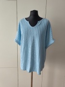 Błękitna bluzka ze wzorem splotu XL Stan idealny