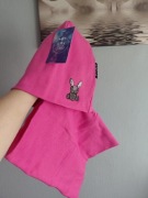 Komplet Stella różowy czapka z kominem