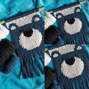 Ozdoba na ściane makrama miś handmade 
