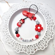 Broszka zawieszka do smoczka imieniem minnie myszka Miki tasiemka smoczek