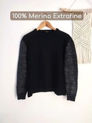 Nowy bez metki sweter czarny Yoon rozm S/M merino wool 100% premium unisex