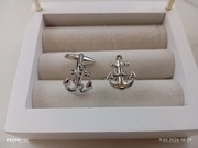 Spinki Do Mankietów Srebrne KOTWICA Prezent Dla Faceta Sportowca Żeglarza