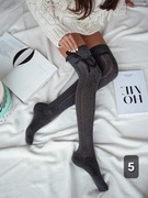 ZAKOLANÓWKI DAMSKIE bawełniane ażurowe warkocz ze WSTĄŻKĄ Milena *37-41